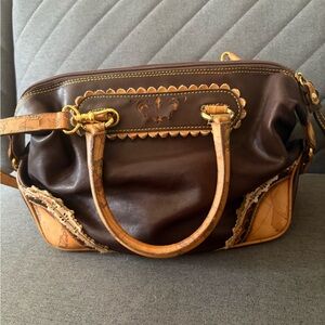 Alviero Martini Brown and Tan Leather Satchel